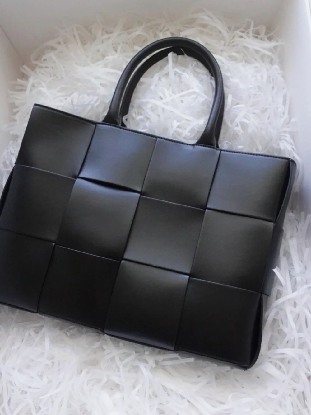 BOTTEGA VENETA Arco Small East West Tote Bag Black Intreccio + Box Receipt